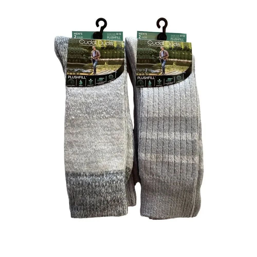 CUDDL DUDS MENS ClimateSmart TWO 2-PackS Sports Stripe and Colorblock Crew Socks